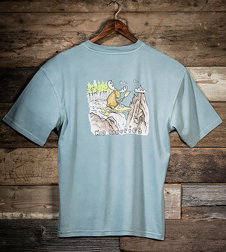 No Worries T-Shirt - Large Back Print - Aqua