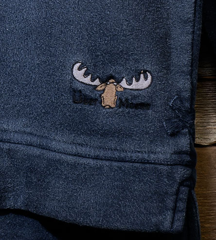 Button Sweat in Indigo - Embroidered Uber Moose Logo