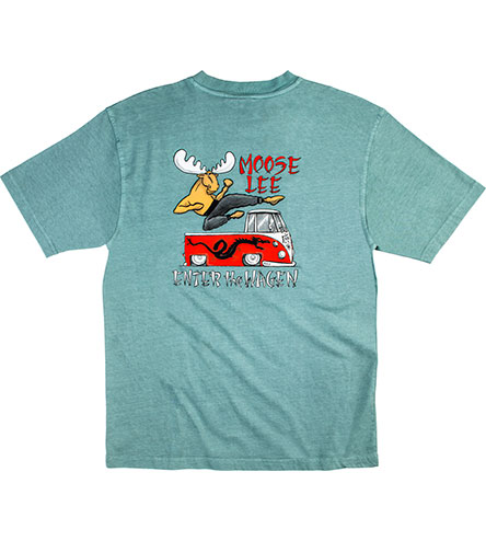 Moose Lee T-Shirt - Large Back Print - Aqua